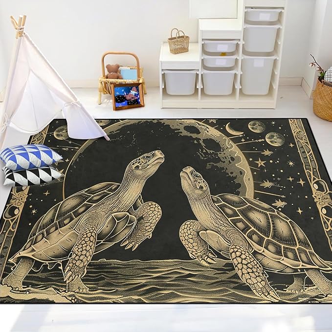Tortoise Area Rug - Outer Space Tortoise Rug for Kids Boys Tortoises Rugs for Bedroom, 47" L x 31" W
