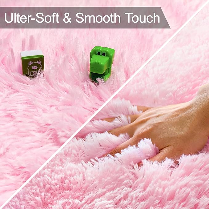 2x3 Small Pink Rug for Girls Room Soft Plush Pink Fluffy Rug for Bedroom Girls Kids Room Dorm Bedside Living Room, Door Mat Indoor Entrance Floor Shag Carpet Throw Rugs for Entryway