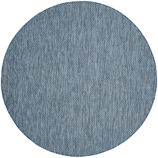 SAFAVIEH Courtyard Collection Area Rug - 5'3" Round, Navy & Grey, Non-Shedding & Easy Care, Indoor/Outdoor & Washable-Ideal for Patio, Backyard, Mudroom (CY8521-36821)