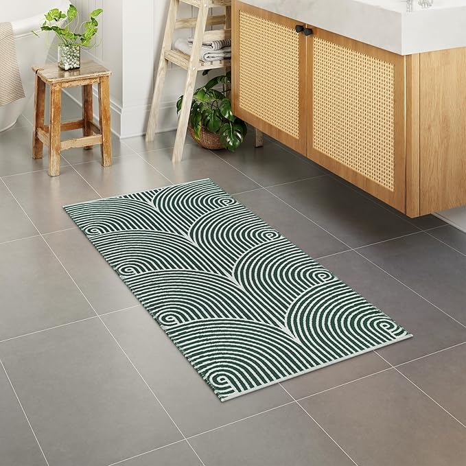 Tiffasea Kitchen Runner Rug 2'x4.3', Washable Small Area Rug Reversible Farmhouse Green Bathroom Rugs Modern Entry Rug Front Door Mat Throw Rugs for for Foyer Bedroom Entry Back Door