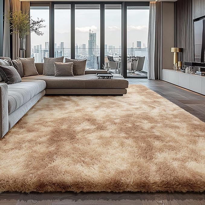 10X14 Large Area Rugs for Living Room Bedroom,Big Shag Rug for Bedroom Dorm,Soft Fluffy Indoor Carpet Nursery Rugs for Kids Girls Room Home Decor,Camel