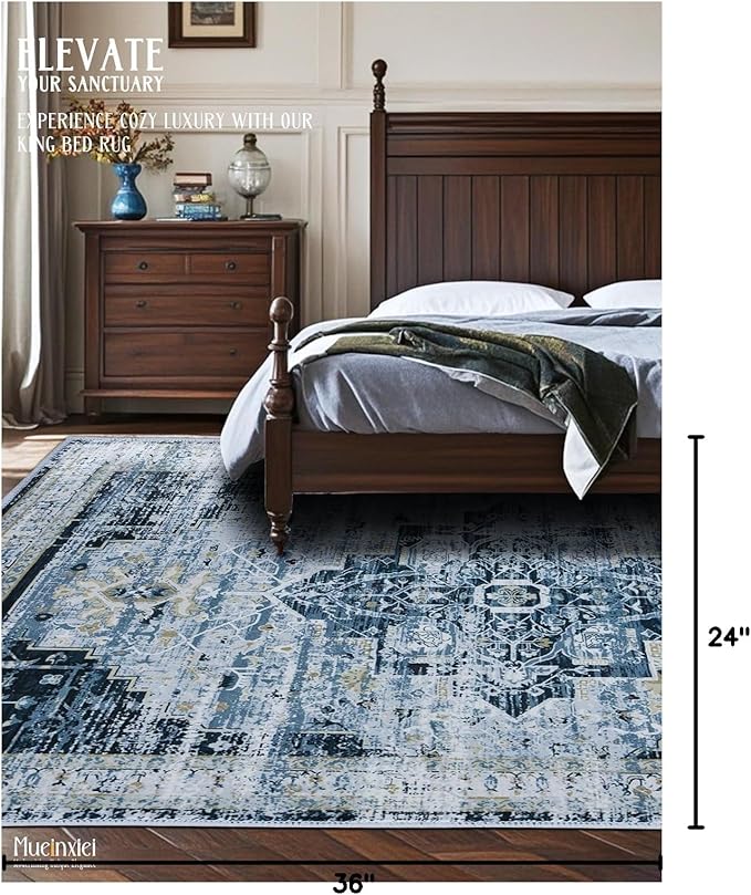 2x3 Door Mat Entryway Rug, Small Soft Non-Slip Machine Washable Area Rug Low-Pile Boho Rug Oriental Throw Rug Carpet for Living Room Bedroom Kitchen Entrance