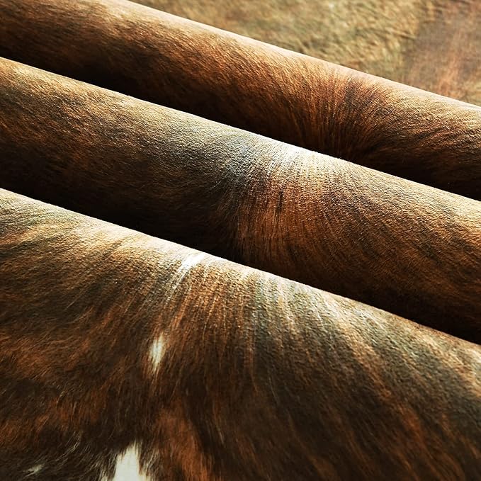 AROGAN Premium Faux Cowhide Rug 2.3 x 3.6 Feet, Sturdy and Large Size Cow Print Rugs, Suitable for Bedroom Living Room Western Decor, Faux Fur Animal Cow Hide Carpet, Saddle Brown