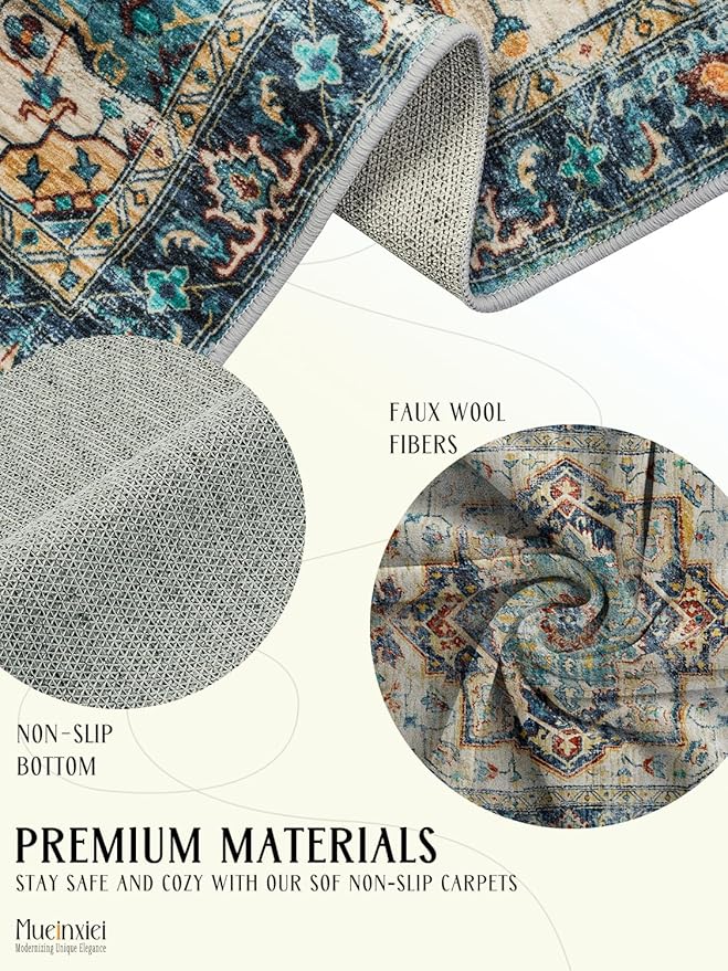Area Rug 2x6 Hallway Runner Rugs,Non Slip Machine Washable Hallway Runner Rug Soft Bedroom Rug, Low PileLightweight Rugs for Entryway, Hallway, Kitchen and Corridor