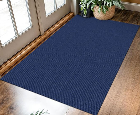 KOZYFLY Washable Entryway Rug 3x5 Ft Area Rugs Cotton Rubber Backed Throw Rugs Indoor Door Mat Kitchen Rugs Braided Floor Carpet for Front Entrance Bathroom Kitchen Living Room, Navy/Dark Navy