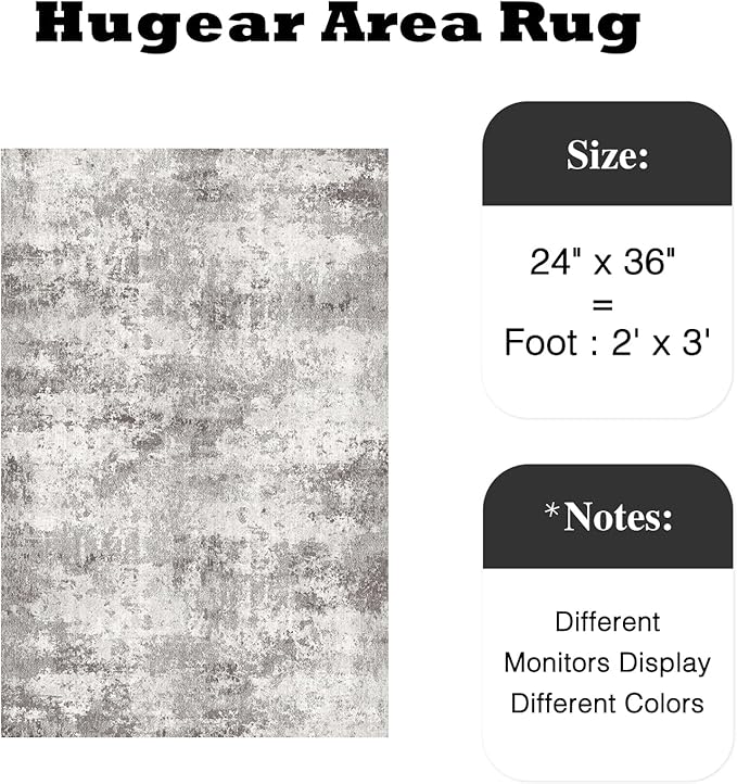 2x3 Entryway Rugs Grey Machine Washable Area Rug Entrance Door Mat Indoor Accent Rug Abstract Non Slip Low Pile Carpet Distressed Throw Rug for Kitchen Bedroom Office