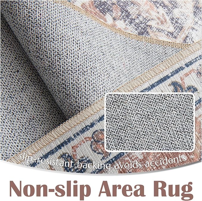 jinchan Runner Rug 2x10 Washable Kitchen Runner Rug Non Slip Light Red Vintage Hallways Ultra-Thin Floral Print Floor Cover Accent Throw Carpet for Laundry Room Bedroom Living Room