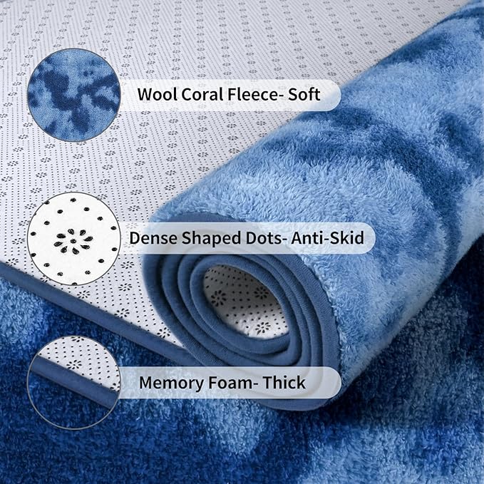 FlyDOIT Large Area Rugs for Living Room Bedroom, 5x8 Ft Tie-Dyed Navy Blue Ultra Soft Comfy Thickened Memory-Foam Indoor Carpets, Cozy Modern Floor Rug for Boys Girls Playroom Dorm Nursery Home Décor