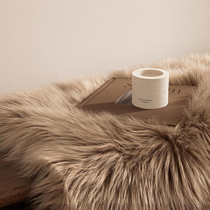 Ashler Faux Fur Rug, Fluffy Shaggy Area Rug Ultra Soft 2 x 6 Feet Sheepskin Fur Rug, Beige Fuzzy Rug Machine Washable Shag Rug, Nursery Decor Throw Rugs for Bedroom, Kids Room, Living Room