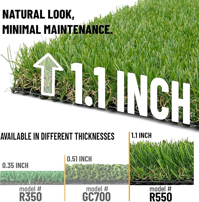 Sweet Home Stores Lifelike Artificial Grass Runner Rug 3x16 Indoor/Outdoor with Drainage Holes, Customizable Thick High Pile for Backyards, Patio, Bedroom Rug, 2'7" x 16'