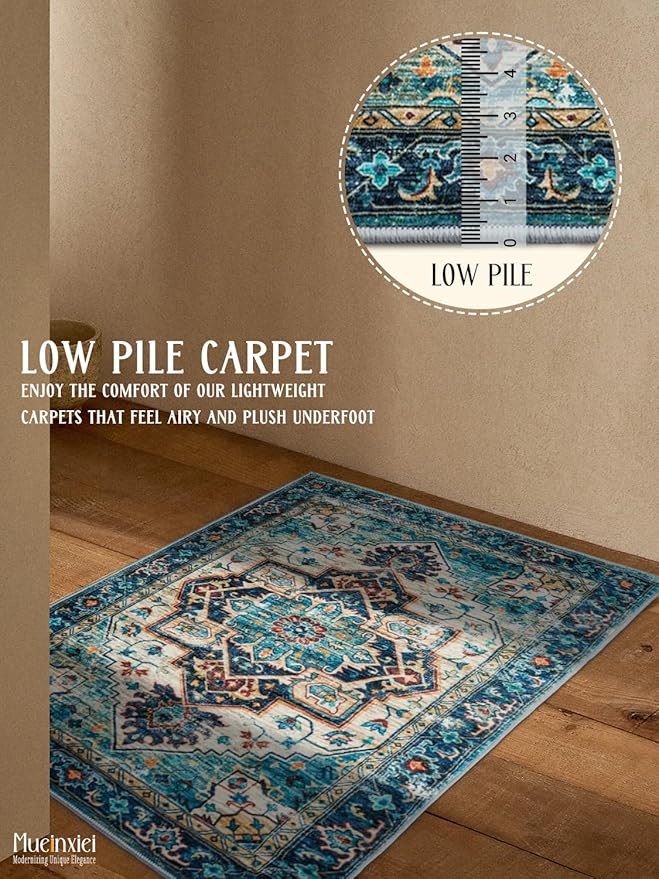 Area Rug 2x6 Hallway Runner Rugs,Non Slip Machine Washable Hallway Runner Rug Soft Bedroom Rug, Low PileLightweight Rugs for Entryway, Hallway, Kitchen and Corridor