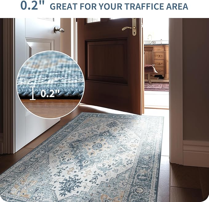 ILANGO Non Slip Rugs for Hallway, 2'5"x6' Distressed Vintage Kitchen Runner Washable, Carpet Runner Floor Mat for Indoor Entryway Bedroom Laundry Room, Easy to Clean