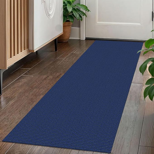 KOZYFLY Washable Runner Rug 2x5 Ft Runners for Hallways Throw Rug with Rubber Backing, Braided Cotton Entryway Runner Indoor, Carpet Runners for Hallway Kitchen Entryway Bedroom, Navy/Dark Navy