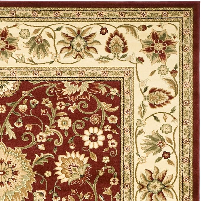 SAFAVIEH Lyndhurst Collection Area Rug - 8' x 11', Red & Ivory, Traditional Oriental Design, Non-Shedding & Easy Care, Ideal for High Traffic Areas in Living Room, Bedroom (LNH212F)