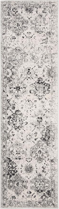 SAFAVIEH Madison Collection Runner Rug - 2'3" x 12', Silver & Grey, Boho Chic Distressed Design, Non-Shedding & Easy Care, Ideal for High Traffic Areas in Living Room, Bedroom (MAD611G)