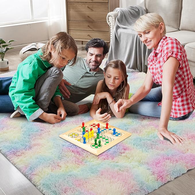 Shag Area Rugs for Bedroom Living Room,8X10 Ultra Soft Fluffy Area Rugs for Dorm,Indoor Carpet Nursery Rugs for Kids Girls Room Home Decor,Rainbow