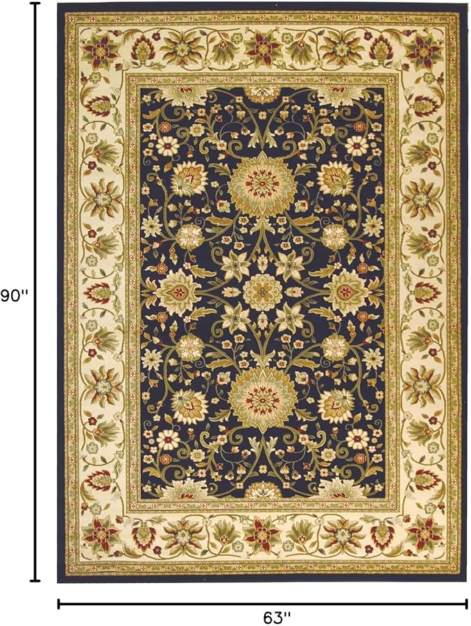 SAFAVIEH Lyndhurst Collection Area Rug - 5'3" x 7'6", Black & Ivory, Traditional Oriental Design, Non-Shedding & Easy Care, Ideal for High Traffic Areas in Living Room, Bedroom (LNH212A)