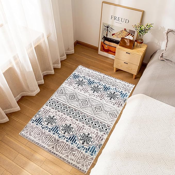 WL&ALLEN Door Mat Entry Rug Washable Mat Indoor Entrance Boho 2x3 Non-Slip,Laundry Room Rug, SoftRug(2'x3',Moroccan)