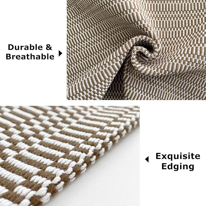 KOZYFLY Washable Runner Rug 2x8 ft Hallway Kitchen Runner Rugs with Rubber Backing Bobo Coffee and White Entryway Runner Indoor, Carpet Runners for Hallway Kitchen Entryway Bedroom