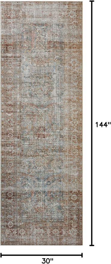 Loloi Chris Loves Julia Jules Collection JUL-05 Lagoon/Brick 2'-6'' x 12'-0'', .13" Pile Height, Runner Rug