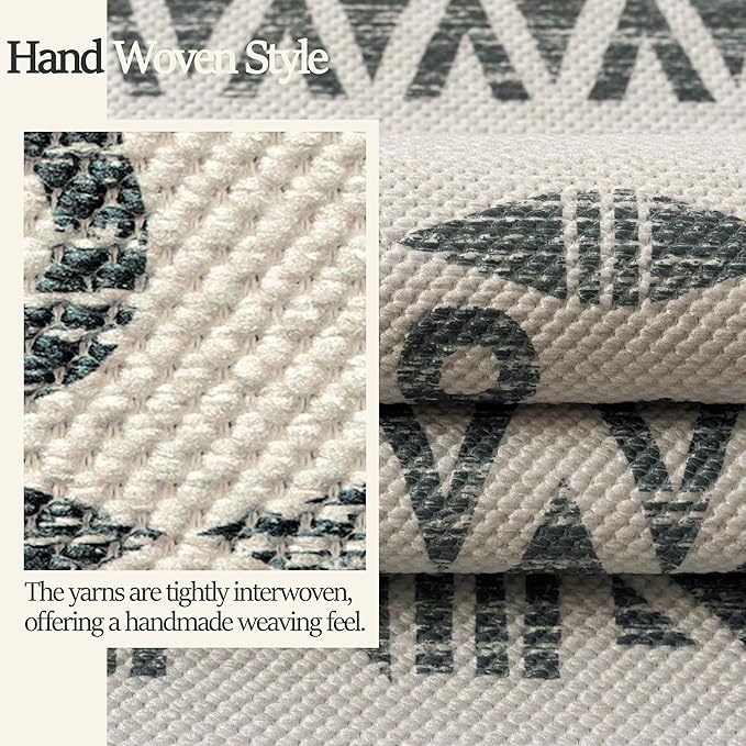 Runners for Hallways Kitchen Runner Rug Non Slip 2x6 Washable Runner Rugs Tear and Stain Resistance, Hand Woven Style Thin Runners for Hallways, Kitchen, Laundry, Bedroom, Bathroom- Gray