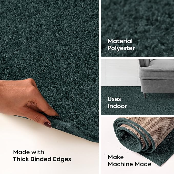 Furnish my Place Modern Indoor/Outdoor Commercial Solid Color Rug - Forest Green, 4' x 48' Oval, Pet and Kids Friendly Rug. Made in USA, Area Rugs Great for Kids, Pets, Event, Wedding