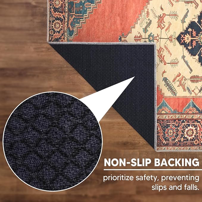 Keen Home Design 2x10 Rug - Machine Washable Runner Rug with Non-Slip Backing, Ideal for Hallway, Entryway, Kitchen, Laundry Room - Vintage, Easy Clean, Durable, Low Pile Rug - (2'6" x 10')