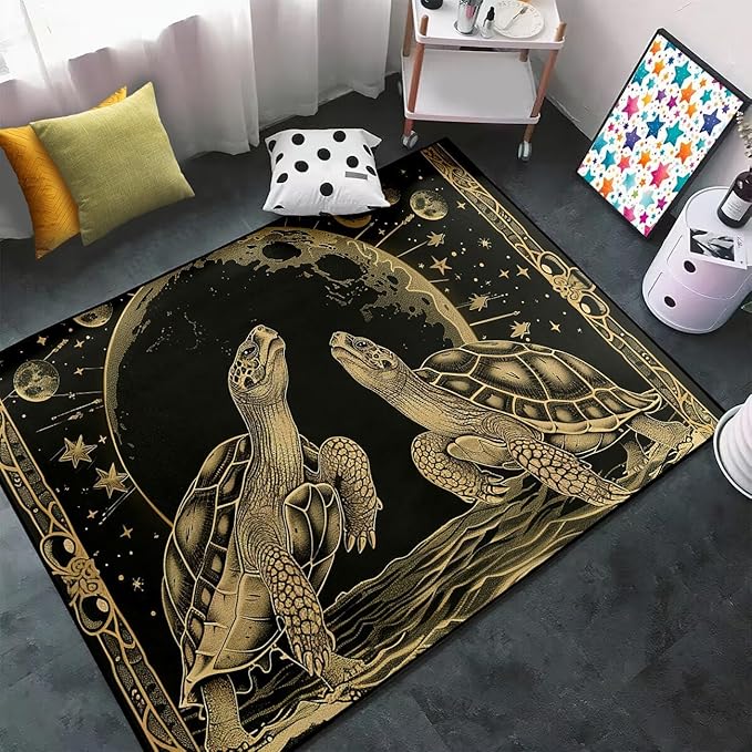 Tortoise Area Rug - Outer Space Tortoise Rug for Kids Boys Tortoises Rugs for Bedroom, 47" L x 31" W