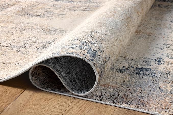 Loloi Teagan Collection 6'-7" x 9'-2" Area Rug in Ivory/Mist - Large, Soft Neutral Rug, High-Traffic for Living Room, Bedroom, Home Office, Dining Area