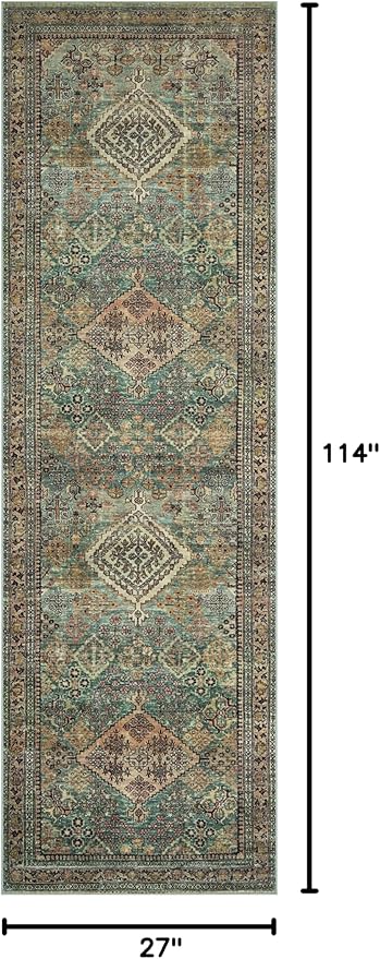 Loloi Magnolia Home by Joanna Gaines Sinclair Collection SIN-03 Turquoise/Multi 2'-3" x 9'-6", .25" Pile Height, Machine Washable, Runner Rug