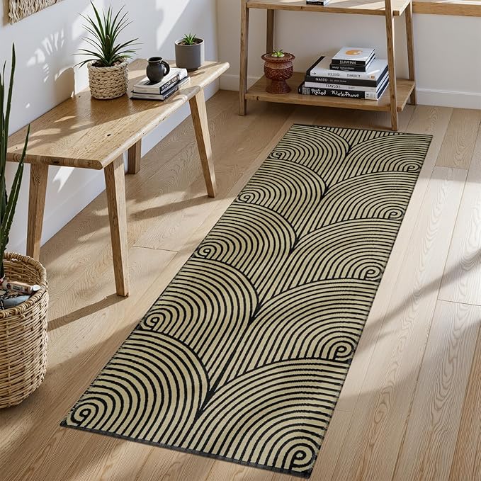 Tiffasea Washable Rug Runner 2'x5', Cotton Woven Kitchen Rugs Modern Bathroom Entryway Rug Indoor Outdoor Carpet Runner for Hallway Bedroom Laundry Room