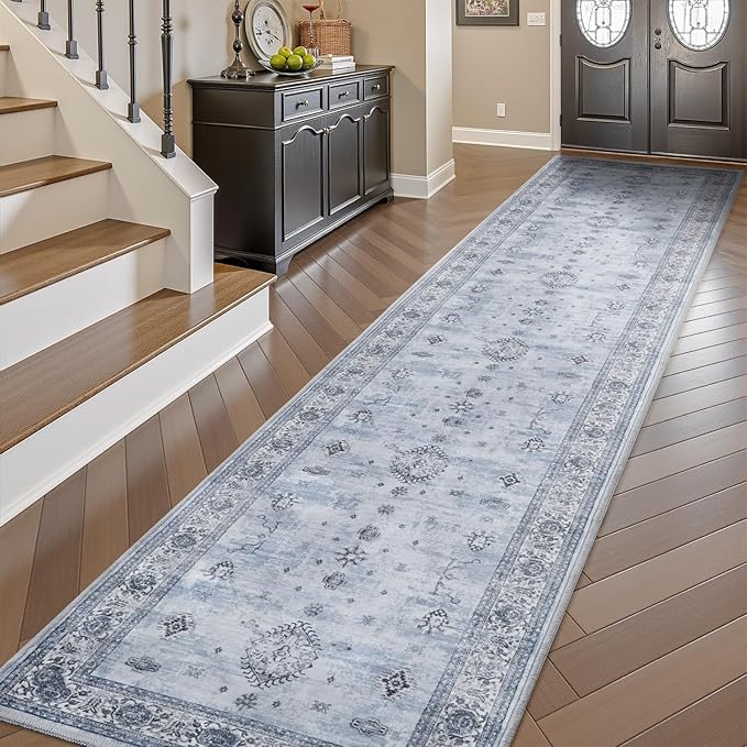 AMOAMI Vintage 2X6 Runner Rug Non Slip Soft Runners for Hallways Machine Washable Hallway Runner Bedside Rugs for Bedroom Long Rug for Hallways Entryway Laundry Room Kitchen Bathroom