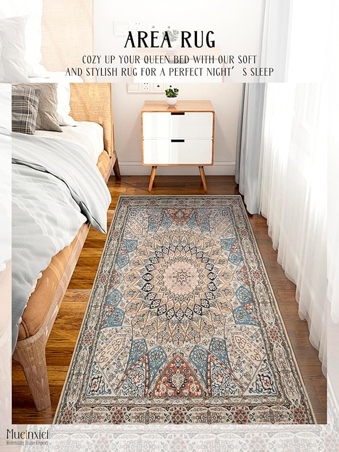 Area Rug 2x6 Hallway Runner Rugs,Non Slip Machine Washable Hallway Runner Rug Soft Bedroom Rug, Low PileLightweight Rugs for Entryway, Hallway, Kitchen and Corridor