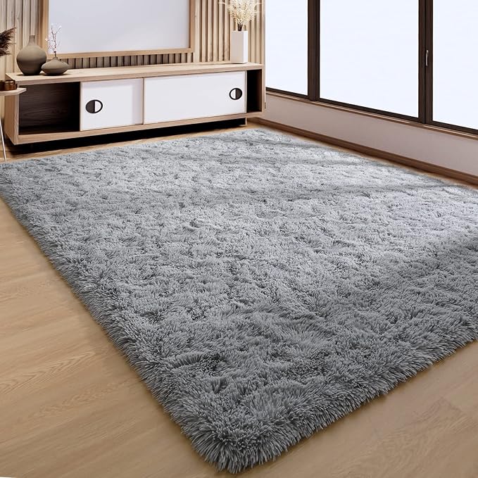 YJ.GWL Area Rugs for Bedroom, 2x3 Door Mat Washable Small Grey Bedside Rug,Fluffy Shaggy Entryway Rugs for Living Room, Shag Indoor Floor Carpet for Kids Boy and Girls, Home Decor Aesthetic