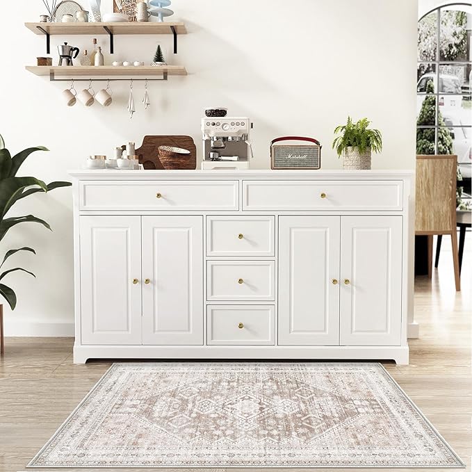 Zomfy Area Rug Vintage 2x3 Entryway Rugs: Small Washable Indoor Rug Traditional Oriental Medallion Rug for Bedroom Dining Table Kitchen Hallway(Beige, 2'x3')