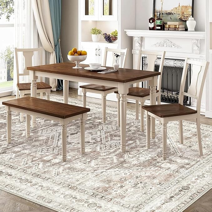 Zomfy Area Rug Vintage 5x7 Living Room Rugs: Washable Rug Traditional Oriental Medallion Rug, Non Slip Boho Carpet for Bedroom Dining Table Kitchen Home Office(Brown, 5'x7')