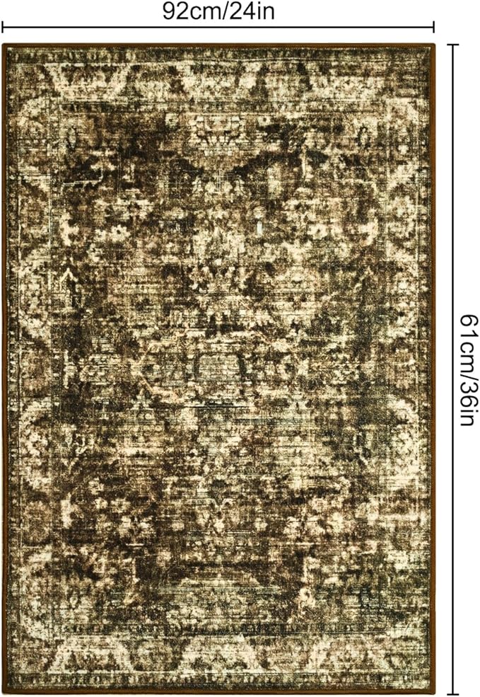 2x3 Vintage Abstract Entryway Rug, Non-Slip Washable Door Mat Indoor Entrance Rugs, Foldable Small Accent Throw Rug Floor Carpet for Front Door Bedroom Kitchen Entryway Bathroom
