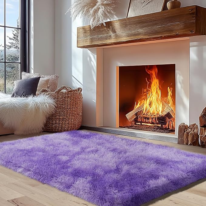 Zentavio Area Rugs for Living Room Small Carpet for Bedroom 3x5 Bedside Washable Soft Fluffy Shag Aesthetic Plush High Pile Throw Rug for Nursery Kids Room Dorm Room