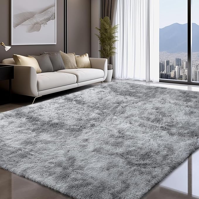 Sour Lemon 10x14 Area Rugs for Bedroom, Fluffy Rugs for Living Room, Large Area Rug Shag Shaggy Carpet Soft Plush Furry Bedside Rug, Machine Washable Area Rugs for Kids Girls Boys Home Decor Anti Slip