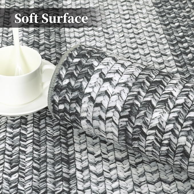 Washable Area Rugs 4x6 Rug for Living Room Indoor Mats for Entryway Soft Bedroom Rug Non Slip Modern Braided Print Area Rug Farmhouse Throw Rugs Low Pile Stain Resistant Carpet 4'x6' Grey