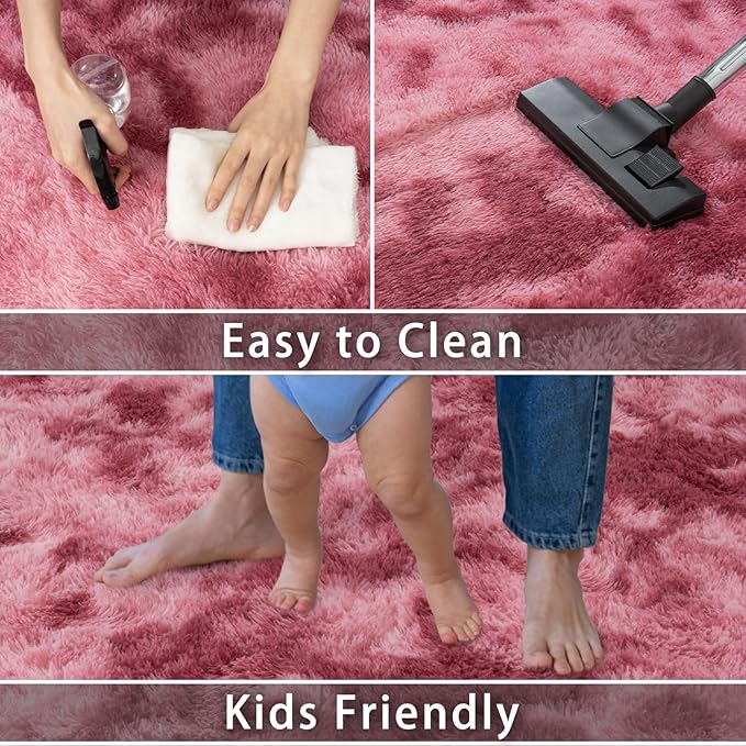 Large Rugs 8x10 Area Rugs for Living Room,Plush Fluffy Carpets for Boy and Girls Room, Modern Soft Shag Rug for Bedroom, Non Slip, Indoor Carpet for Kids Dorms Home Office Decor, Red