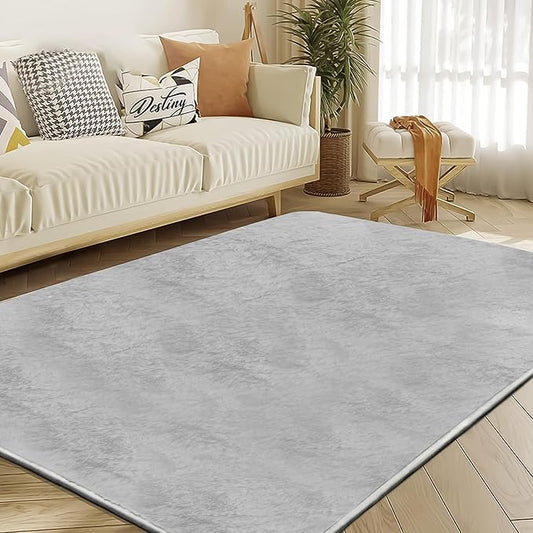 Ultra Soft Area Rug 3x5 Feet, Cosy Fuzzy Faux Fur Area Rug,Indoor Modern Plush Washable Shaggy Rugs for Bedroom Living Room Home Decor, Fluffy Carpet for Kids Room,Nursery,Dorm (Light Grey)