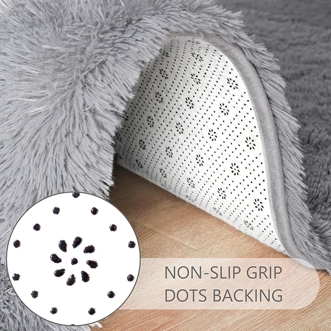 Noahas Grey Runner Rug for Hallway,2'x6' Long Area Rugs for Bedroom Living Room,Non Slip Thick Shag Floor Carpet for Entryway Kitchen Dorm Nursery Bedside Kids Room