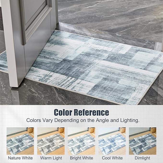 Small Area Rug 2x3 Low Pile Machine Washble Rug, Stain Resistant Front Door Mat with Non Slip Backing for Home Indoor Outdoor, No Shedding Abstract Doormat