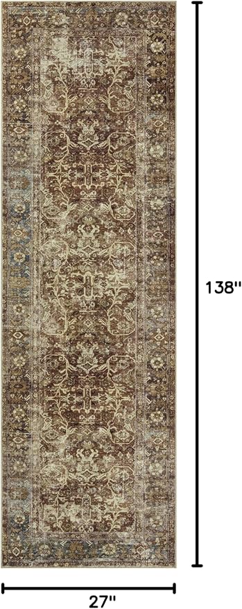 Loloi Magnolia Home by Joanna Gaines Sinclair Collection SIN-01 Rust/Lagoon 2'-3" x 11'-6", .25" Pile Height, Machine Washable, Runner Rug