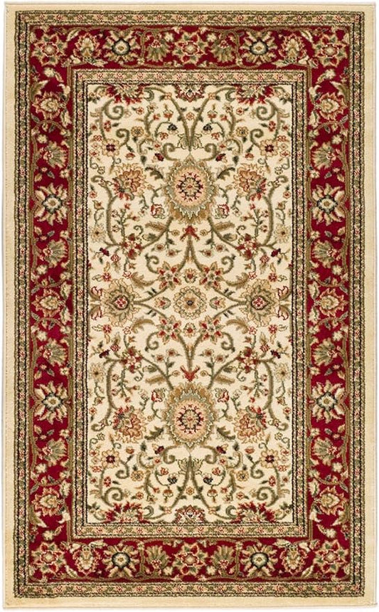 SAFAVIEH Lyndhurst Collection Accent Rug - 2'3" x 4', Ivory & Red, Traditional Oriental Design, Non-Shedding & Easy Care, Ideal for High Traffic Areas in Entryway, Living Room, Bedroom (LNH212K)