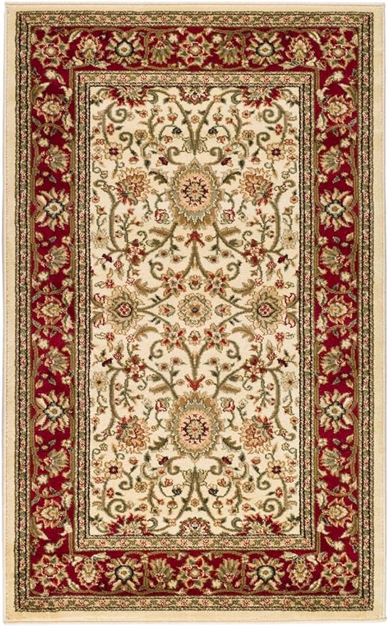 SAFAVIEH Lyndhurst Collection Accent Rug - 3'3" x 5'3", Ivory & Red, Traditional Oriental Design, Non-Shedding & Easy Care, Ideal for High Traffic Areas in Entryway, Living Room, Bedroom (LNH212K)