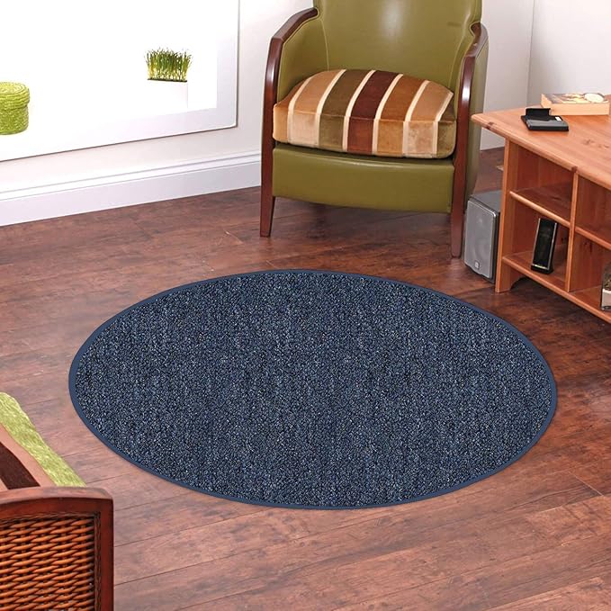 Ambiant Broadway Collection Pet Friendly Indoor Outdoor Area Rugs Blue - 4' Round, Stain & Fade Resistant, Easy Care, Pet & Kids Friendly, Made in USA, Perfect for Weddings & Everyday Use!