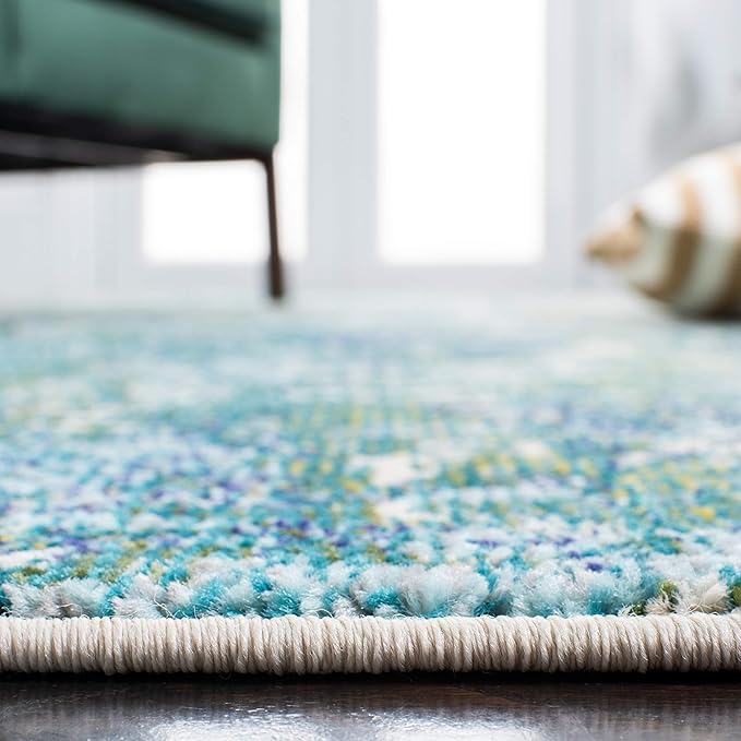 SAFAVIEH Madison Collection Area Rug - 10' x 14', Green & Turquoise, Modern Abstract Design, Non-Shedding & Easy Care, Ideal for High Traffic Areas in Living Room, Bedroom (MAD471Y)