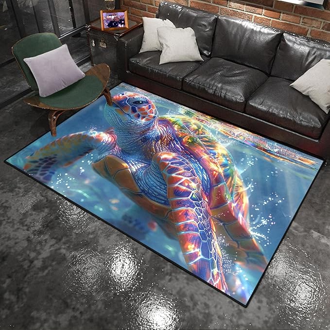 Sea Turtles Rug - Sea Turtle for Kids Boys Coastal Rugs for Bedroom Ocean Life Theme Decor Ocean Carpet Rug, 80" L x 58" W
